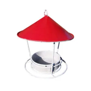 Mangiatoia rossa in metallo