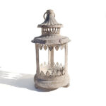 Lanterna in metallo anticato h21cm aperta lato