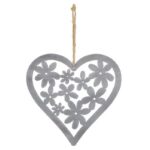 Cuore grigio con decoro fiori