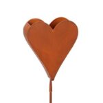 Cuore porta piante con asta metallo marrone dettaglio