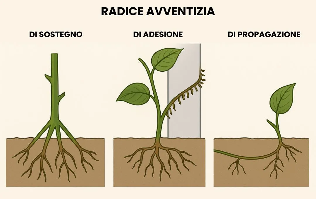 Diversi tipi di radici avventizie