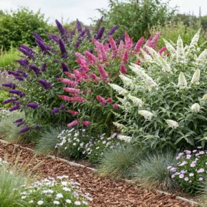 Mix Buddleja davidii Tricolor in fioritura